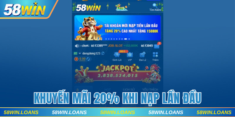 Khuyến mãi 20% cho những đơn nạp tiền lần đầu