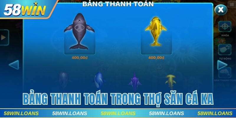 Bảng thanh toán trong Thợ săn cá KA