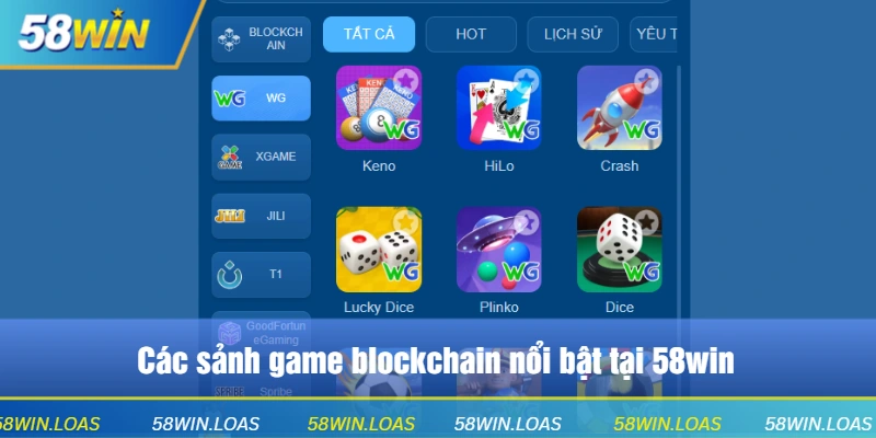 Các sảnh game blockchain nổi bật tại 58win