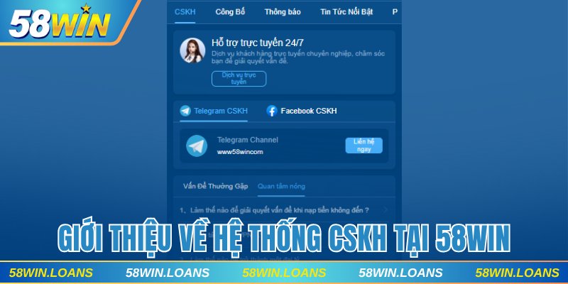 giới thiệu về hệ thống CSKH 58win