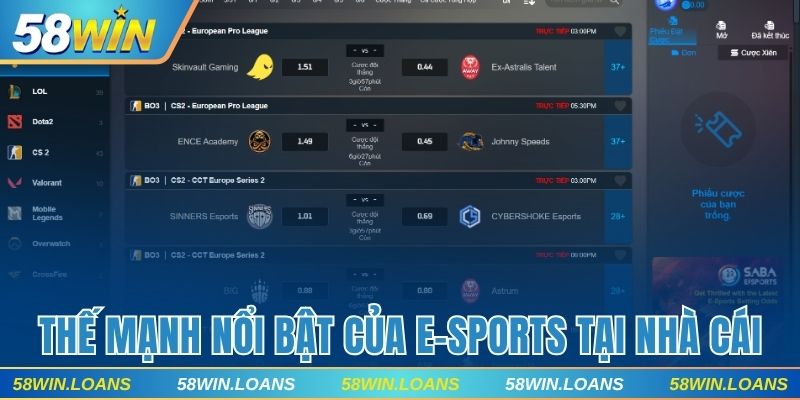 Thế mạnh nổi bật của E-sports tại nhà cái
