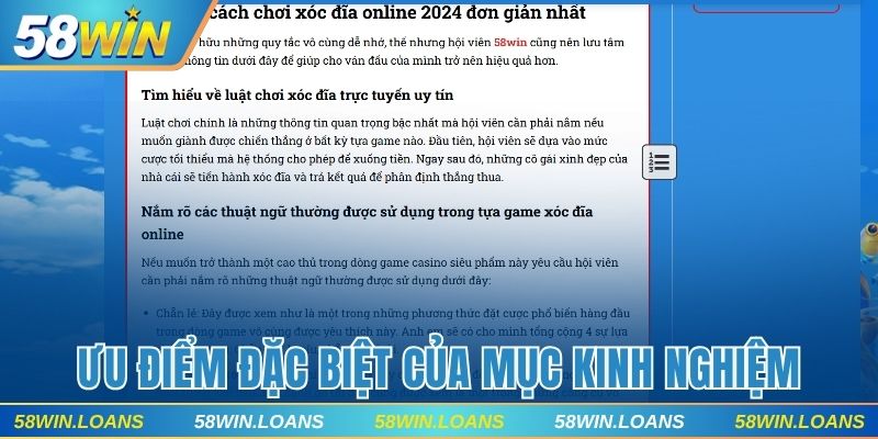 Ưu điểm đặc biệt của chuyên mục kinh nghiệm
